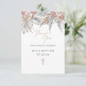 Dank u Kaarten voor de Doop | Pink Floral Boho (Staand voorkant)