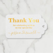 Dank u kalligrafie gouden folie bruiloft gunst cadeaulabels (Voorkant (horizontaal))