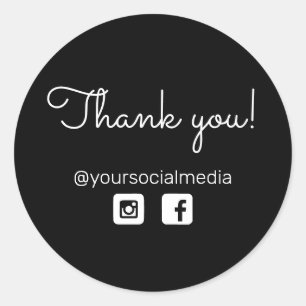Dank u Kalligrafie lettertype w / Social Media Zwa Ronde Sticker