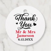 Dank u kalligrafie Mr Mrs Wedding Favor Labels (Voorkant)