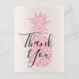 Dank u kalligrafie op faux glitter ananas briefkaart