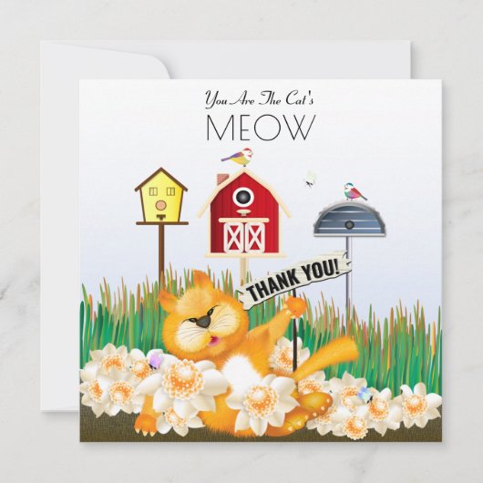 Dank u Kat en Vogels in de Tuin Kaart (Voorkant)