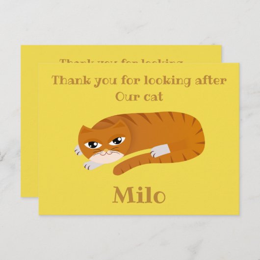 Dank u kat sitter briefkaart (Voorkant / Achterkant)