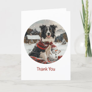 Dank u Kerst Border Collie Dog Snowman Bedankkaart