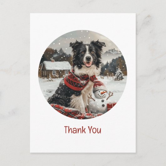 Dank u Kerst Border Collie Dog Snowman Briefkaart (Voorkant)