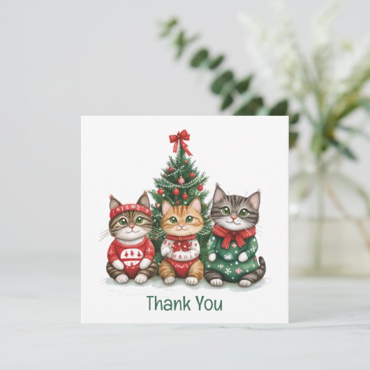 Dank u Kerstkatten Bedankkaart (Staand voorkant)
