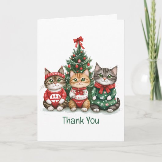 Dank u Kerstkatten Bedankkaart (Voorkant)