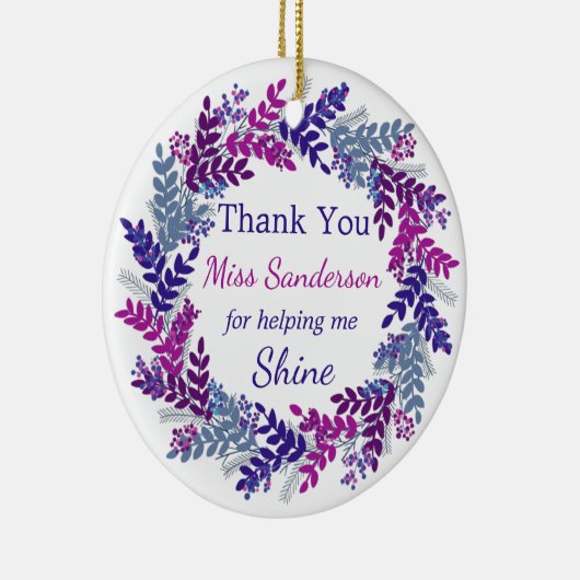 Dank u Kerstkrans leraren waardering Keramisch Ornament (Rechts)