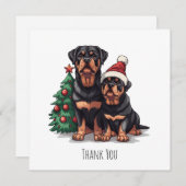 Dank u Kerstmis Rottweiler Hond Kerstboom Bedankkaart (Voorkant / Achterkant)