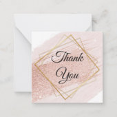 dank u, klassiek script, wazige roze met goud notitiekaartje (Voorkant)