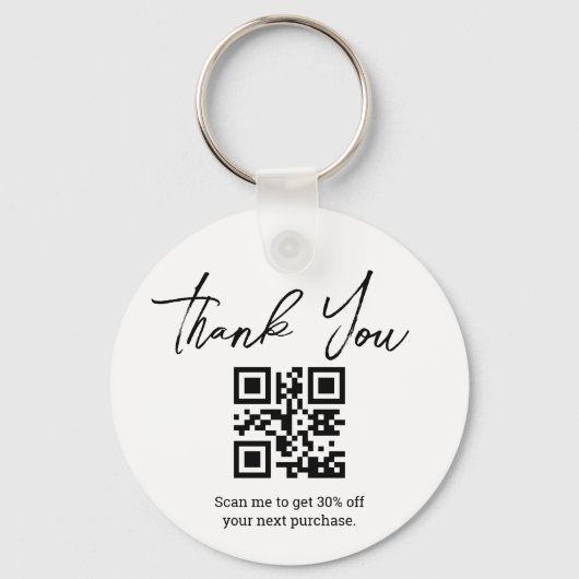 Dank u kleine bedrijven QR code minimalist Sleutelhanger (Voorkant)