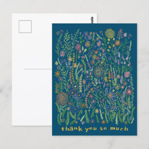 Dank u Kleurrijke Bloemen Velden Meadow Bloemen Briefkaart