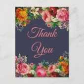 Dank u, kleurrijke florale achtergrond briefkaart (Voorkant)