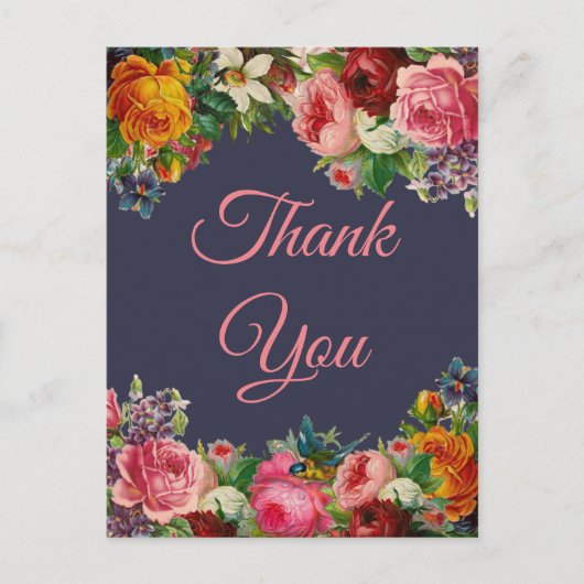 Dank u, kleurrijke florale achtergrond briefkaart (Voorkant)