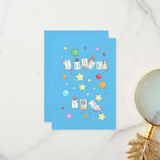 Dank u kleurrijke muizen bedankkaart (Voorkant / Achterkant in situ)