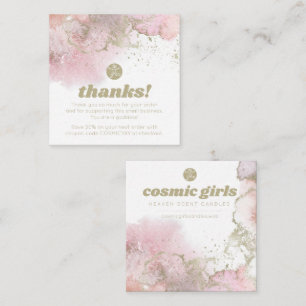 Dank u korting Gold & roze Abstracte kunst Vierkante Visitekaartje