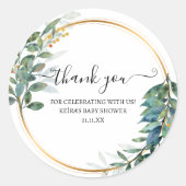 Dank u krijt ivy en bloemen ronde sticker (Voorkant)