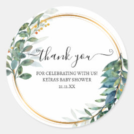 Dank u krijt ivy en bloemen ronde sticker