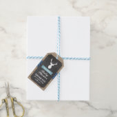 Dank u Label Baby shower Rustiek Hout Blauw Jongen Cadeaulabel (Met Touw)