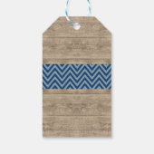 Dank u Label Baby shower Rustiek Hout Blauw Jongen Cadeaulabel (Achterkant)