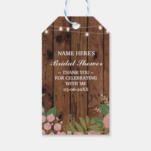 Dank u Label Bloemen Favor Hout Vrijgezellenfeest Cadeaulabel (Voorkant)