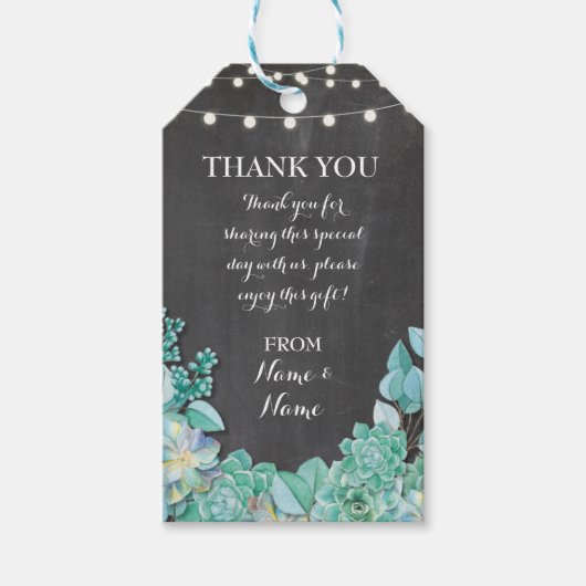 Dank u Label Chalk Favor Labels Succulent Wedding Cadeaulabel (Voorkant)