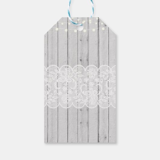 Dank u Label Favor Grey Wood Lace Vrijgezellenfees Cadeaulabel (Achterkant)