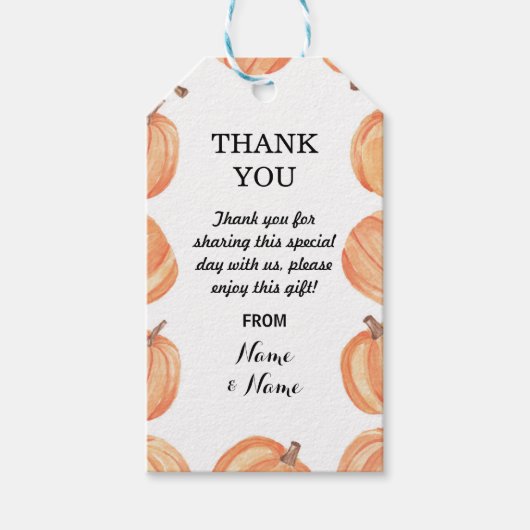 Dank u Label Favor Labels Pompoen Herfst Bruiloft Cadeaulabel (Voorkant)