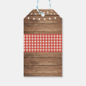Dank u Label Favor Wood Red Check Vrijgezellenfees Cadeaulabel (Achterkant)
