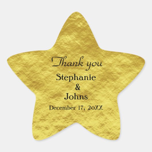 Dank u label gouden folie glanzende bruiloft gunst (Voorkant)