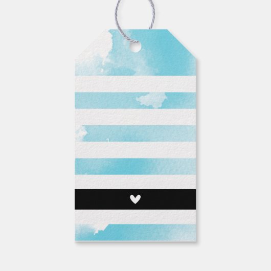 DANK U LABEL moderne streep aqua blauw waterverf Cadeaulabel (Achterkant)