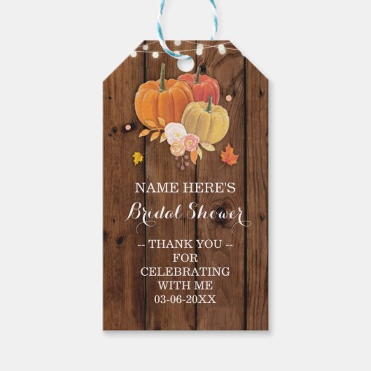 Dank u Label rustiek hout pompoen Vrijgezellenfees Cadeaulabel (Voorkant)