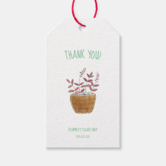 Dank u! label voor bloemist, bloemenwinkel cadeaulabel