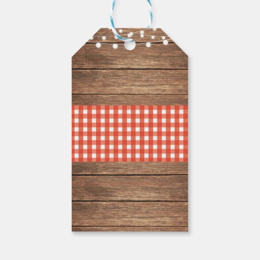 Dank u Label Waterverf Bridal Red Gingham Cadeaulabel (Achterkant)