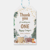 Dank u Label Waterverf Happy Camper Birthday Cadeaulabel (Voorkant)