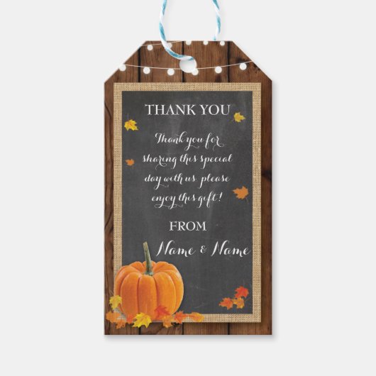 Dank u Label Winter Hout Pompoen Herfst Bruiloft Cadeaulabel (Voorkant)