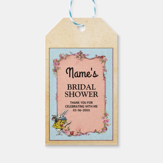 Dank u Label Wonderland Rabbit Vrijgezellenfeest Cadeaulabel (Voorkant)