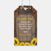 Dank u Label Zonnebloem Favor Jar Wood Wedding Cadeaulabel (Voorkant)