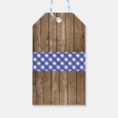 Dank u Labels Bruiloft Blauw Gingham BBQ Burlap Cadeaulabel (Achterkant)
