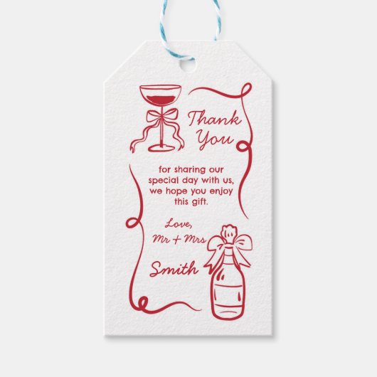 Dank u Labels bruiloft grillige hand getekend Cadeaulabel (Voorkant)