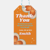 Dank u Labels Bruiloft Retro Sinaasappel Cadeaulabel (Voorkant)