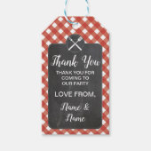Dank u Labels Bruiloft Rode Gingham BBQ Krijt Cadeaulabel (Voorkant)