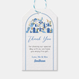 Dank u Labels bruiloft Santorini Griekenland Blauw Cadeaulabel
