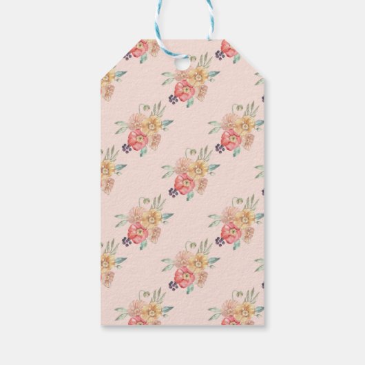 Dank u Labels Bruiloft Zomer Bloemen Waterverf Cadeaulabel (Achterkant)