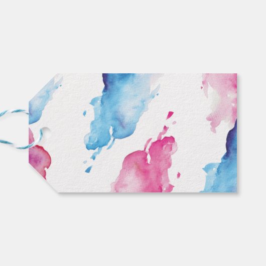 Dank u labels | Favoriete labels | Blauw Roze Cadeaulabel (Achterkant Horizontaal)