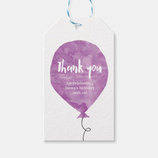 Dank u labels | Favoriete labels | Blauwe ballon Cadeaulabel (Voorkant)