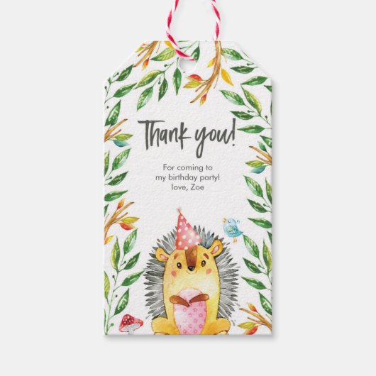 Dank u labels | Favoriete labels | Schattigee egel Cadeaulabel (Voorkant)