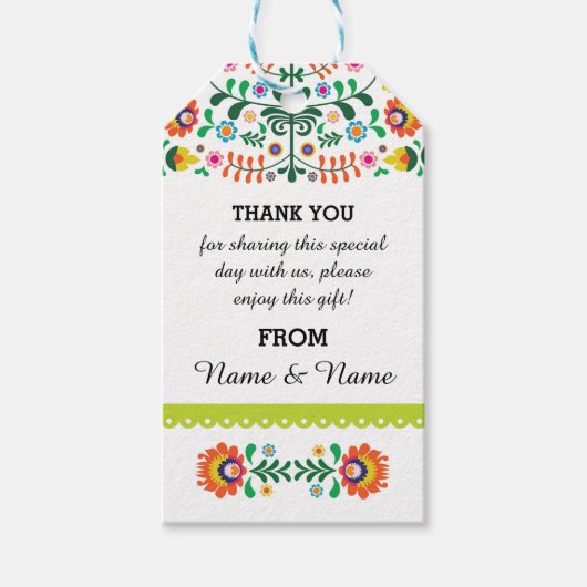 Dank u Labels Fiesta Mexicaans Print Limoen Bruilo Cadeaulabel (Voorkant)