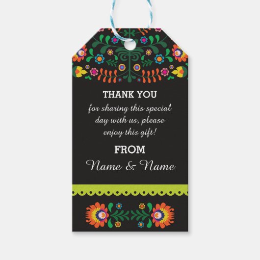 Dank u Labels Fiesta Mexican Print Bruiloft Cadeaulabel (Voorkant)
