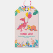 Dank u labels | Meisjes Dinosaurus Labels - roze Cadeaulabel (Voorkant)